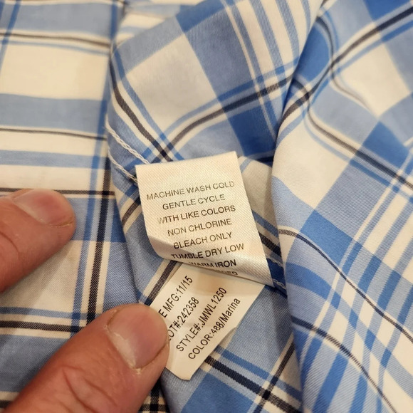 Johnnie O Shirt Mens XL Blue White Plaid Button Down West Coast Prep Surfer - Picture 8 of 14
